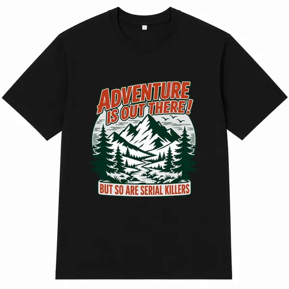 Outdoor Adventure Outfit - Черная футболка с принтом для активного